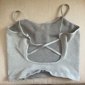 Free People Grey Strappy Back Tighten Up Tank